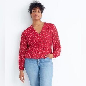 Madewell puplum V neck floral women’s blouse